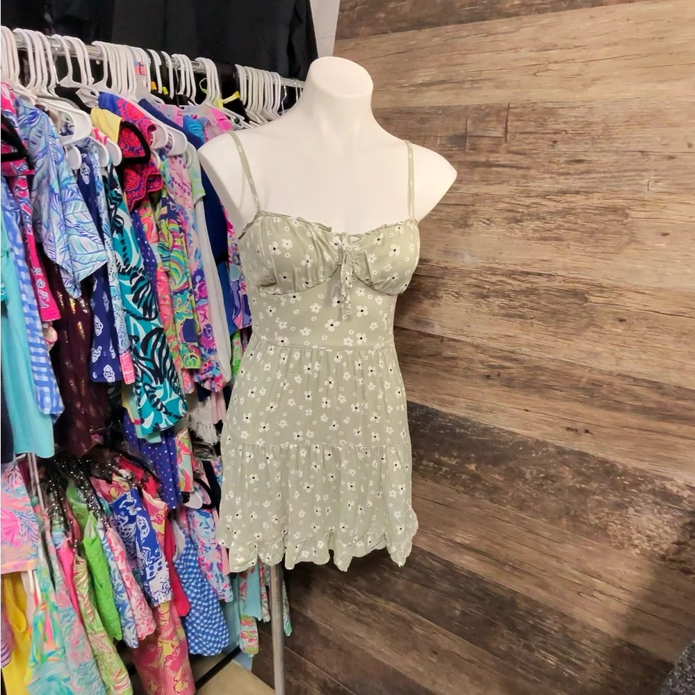 Hollister Sage Floral Mini Dress